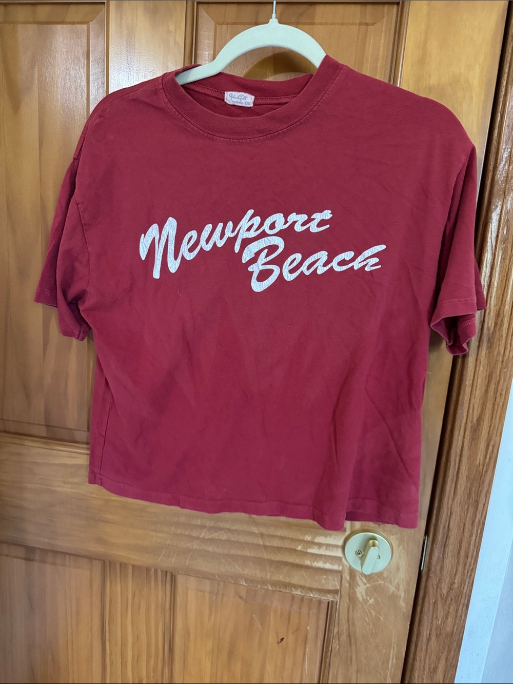 Newport Beach Script Tee - Women's Red Short Sleeve Top